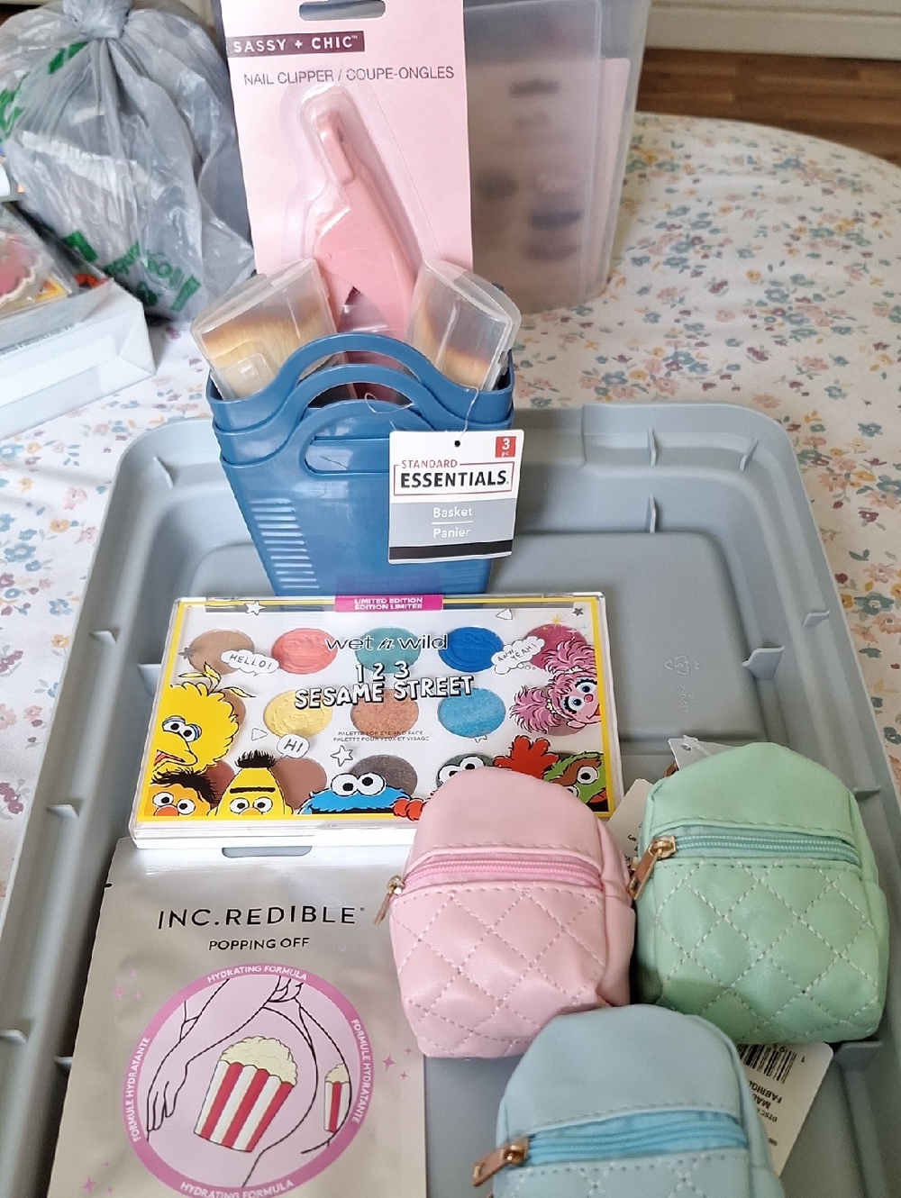 Cute Quilted Mini Backpack Coin Pouch Set - Pink, Mint, Blue